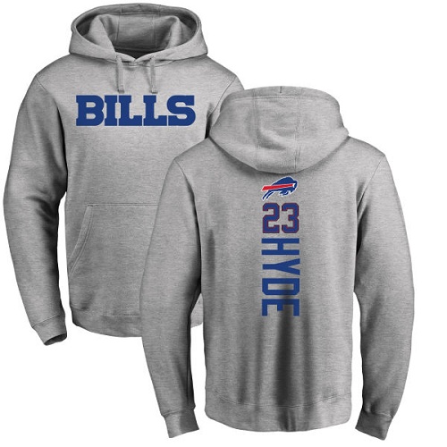 Men NFL Buffalo Bills #23 Micah Hyde Ash Backer Pullover Hoodie Sweatshirt